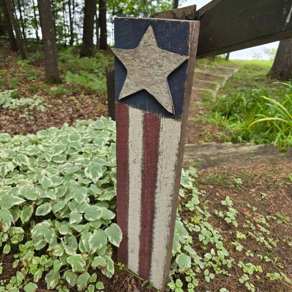 Primitive Americana United States America Wood Flag 4th of July Patriotic Decor - Picture 8 of 9